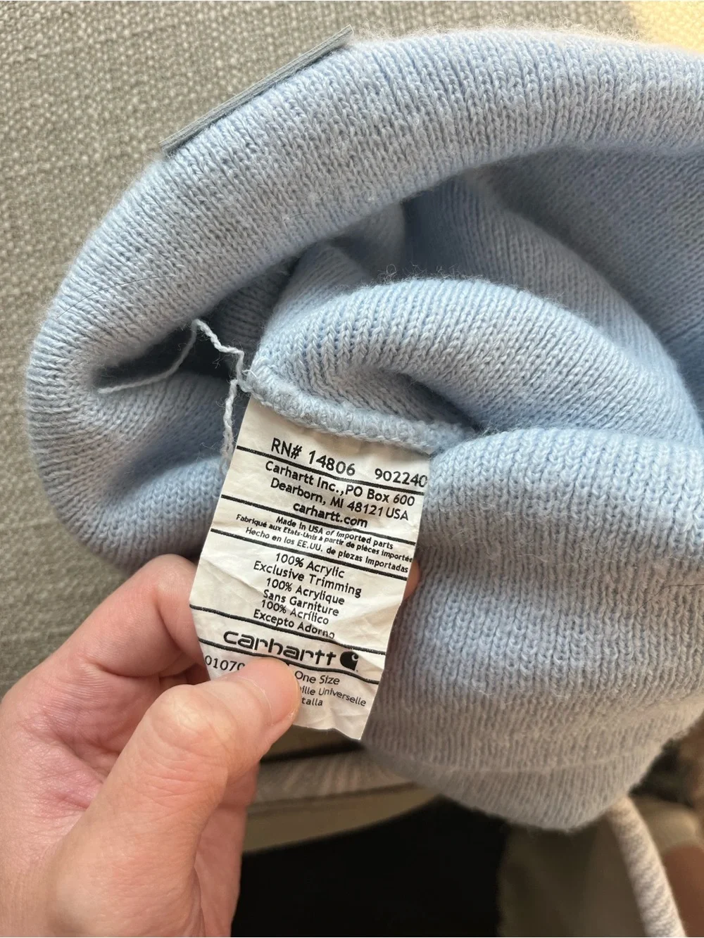 Blue winter Carhartt hat